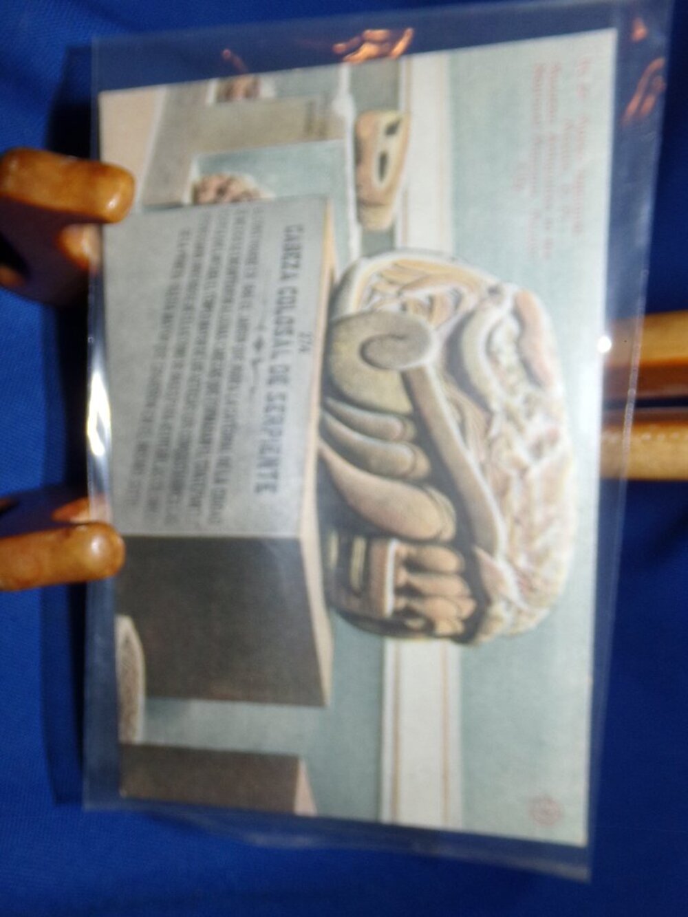 VINTAGE Tinted Photo Postcard - National Museum Archaeology Aztec Exhibit Mexico